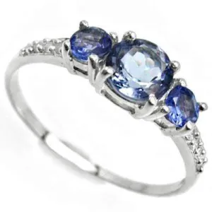 0.7 CT GENUINE TANZANITE & DIAMOND 10KT SOLID GOLD RING