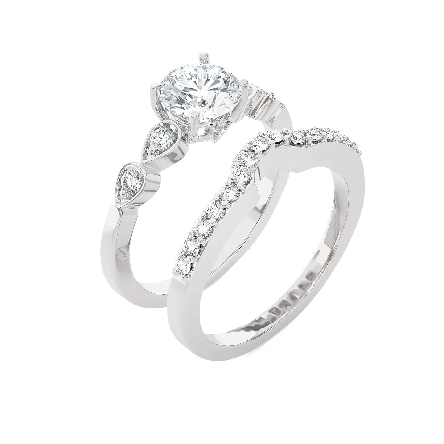 1 1/2 ctw Round Lab Grown Diamond Bridal Set Ring