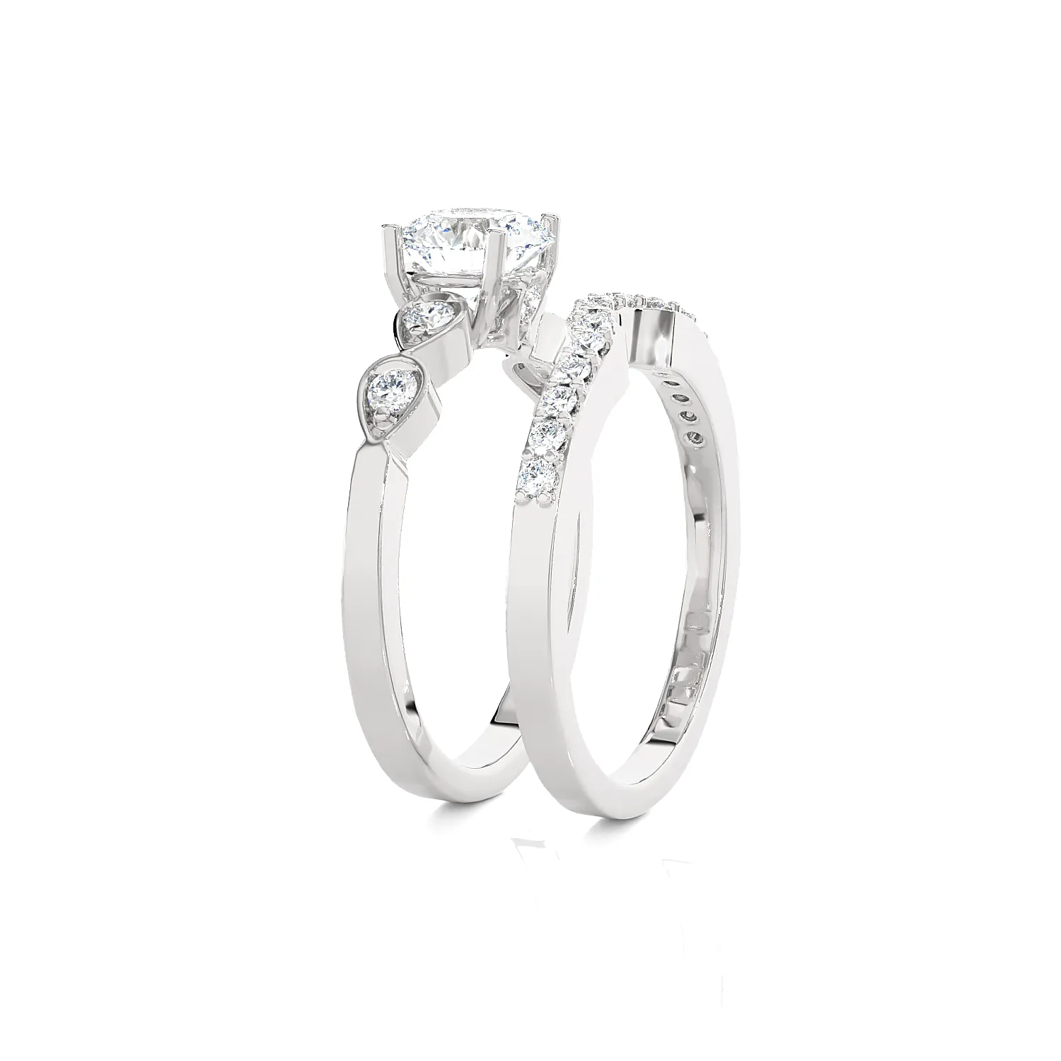 1 1/2 ctw Round Lab Grown Diamond Bridal Set Ring