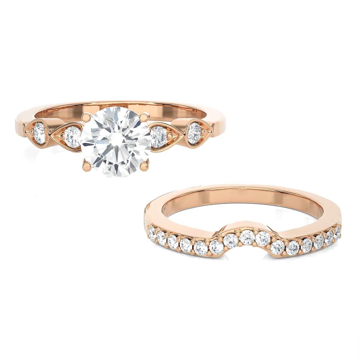 1 1/2 ctw Round Lab Grown Diamond Bridal Set Ring