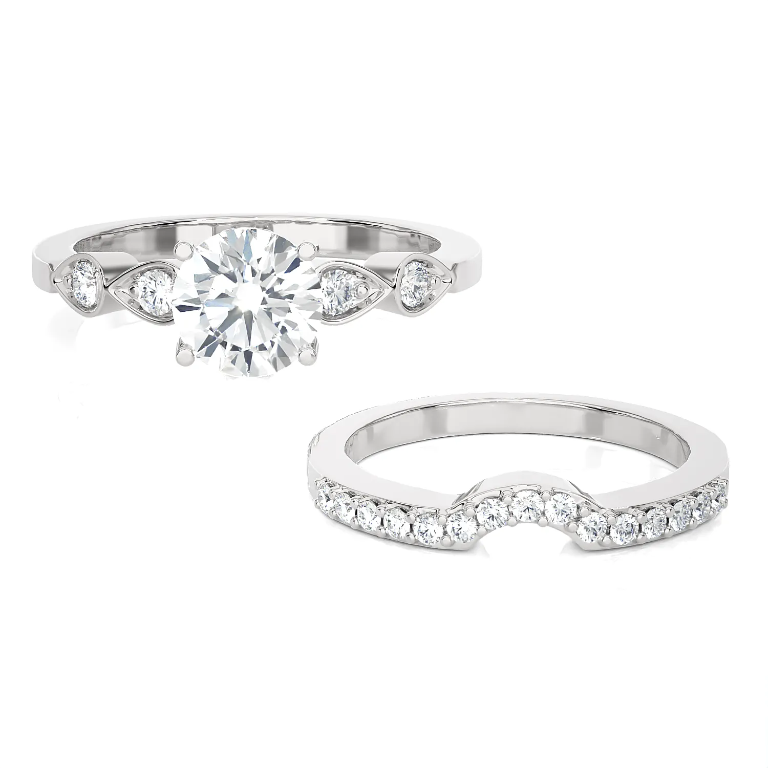 1 1/2 ctw Round Lab Grown Diamond Bridal Set Ring