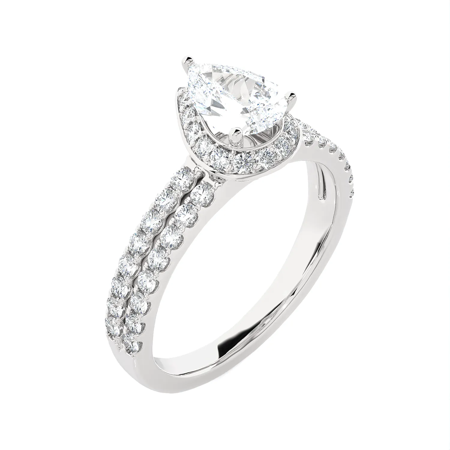 1 3/4 ctw Pear-Shaped Lab Grown Diamond Halo Engagement Ring