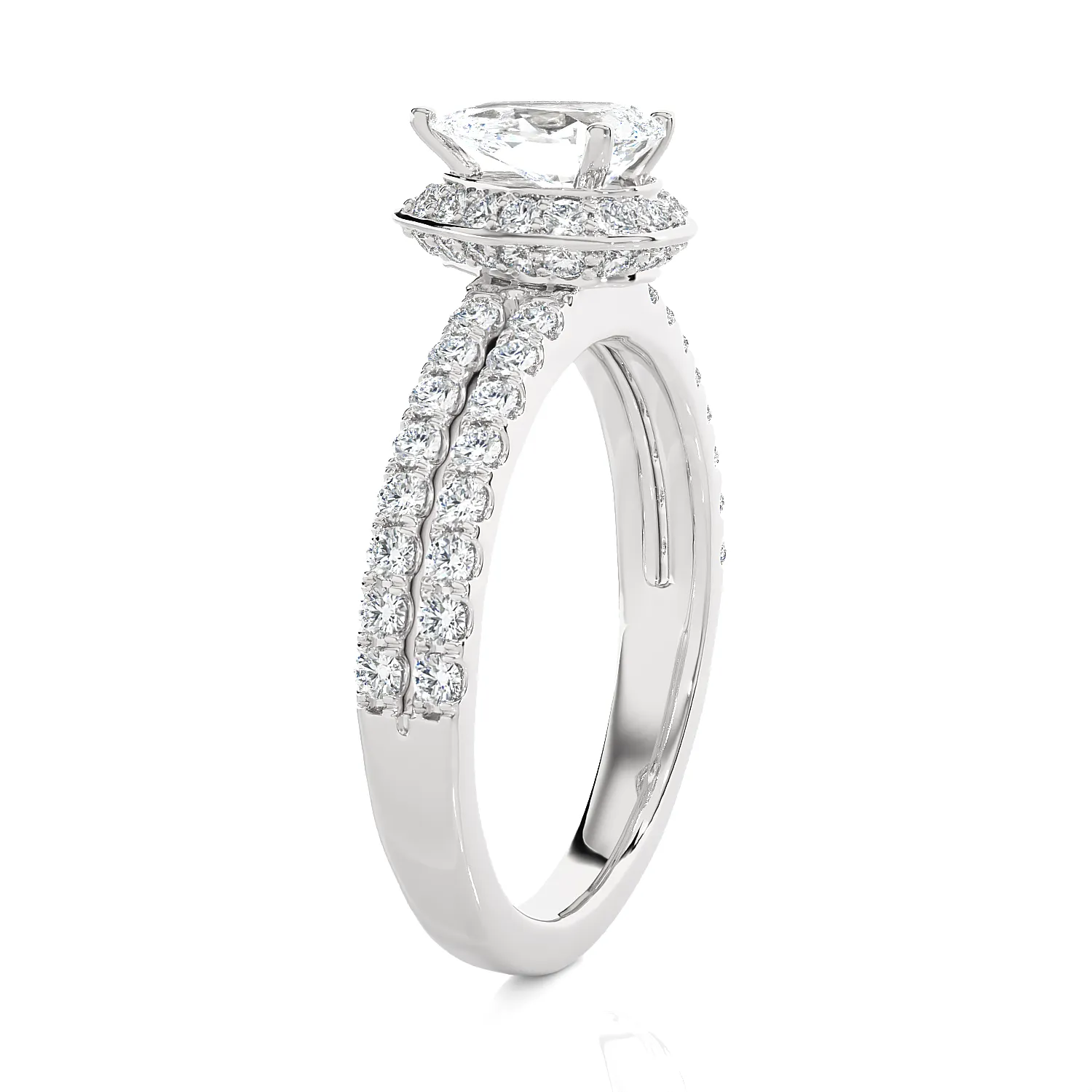 1 3/4 ctw Pear-Shaped Lab Grown Diamond Halo Engagement Ring