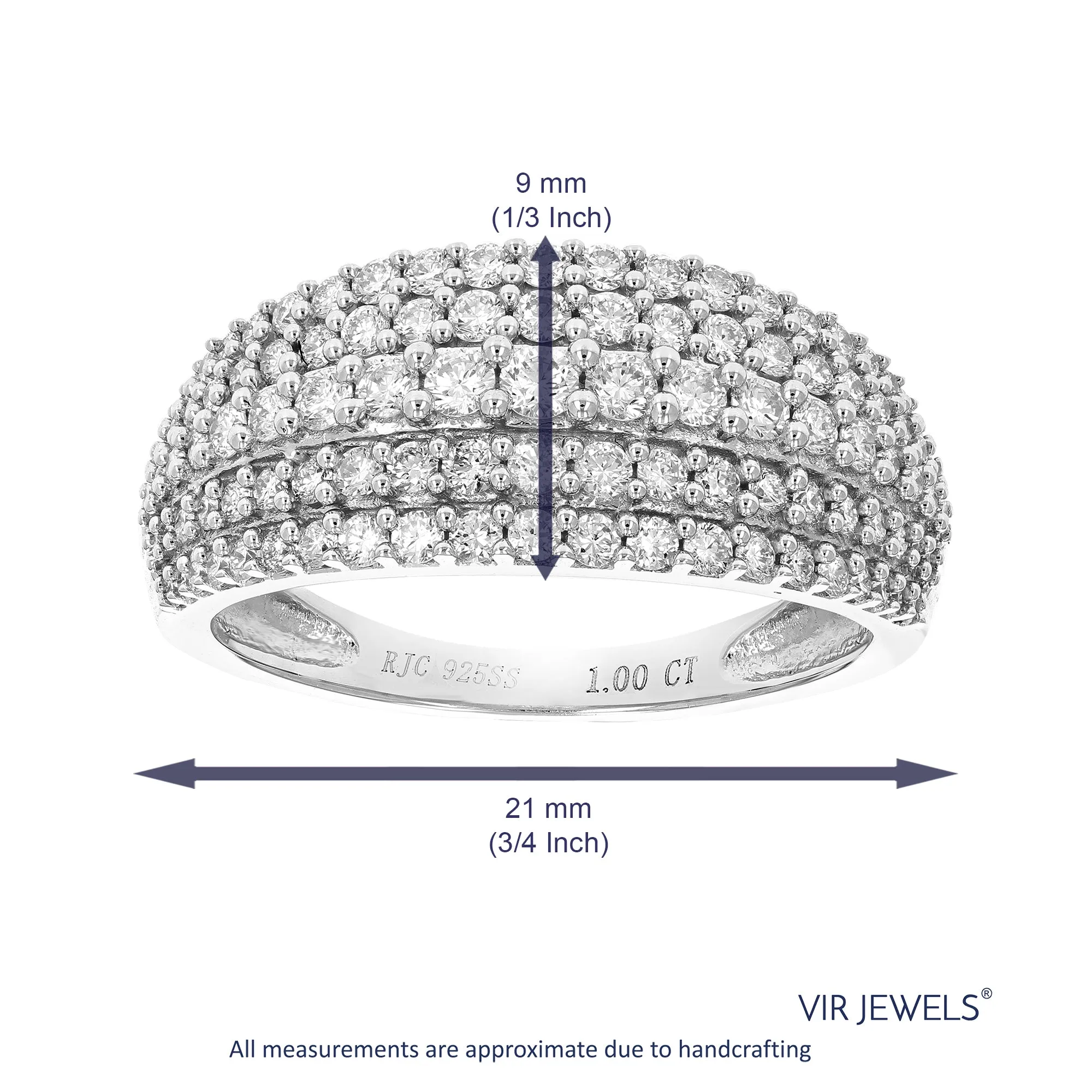 1 cttw Lab Grown Diamond Fashion Dome Wedding Band in Silver