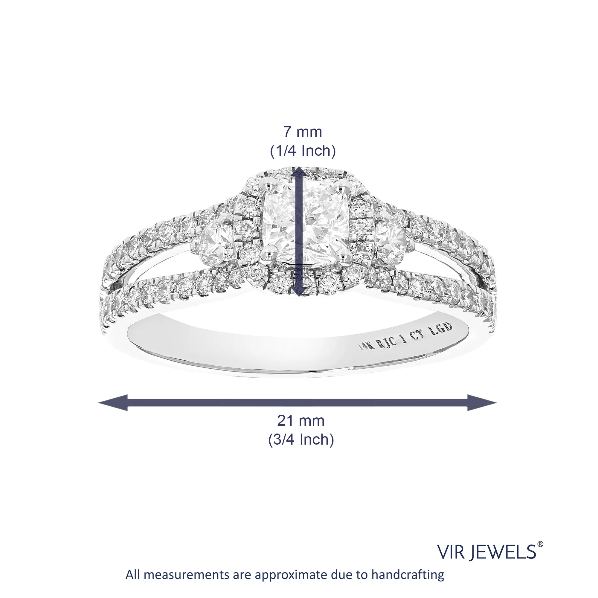 1 cttw Three Lab Grown Diamond Engagement Rings in 14K White Gold