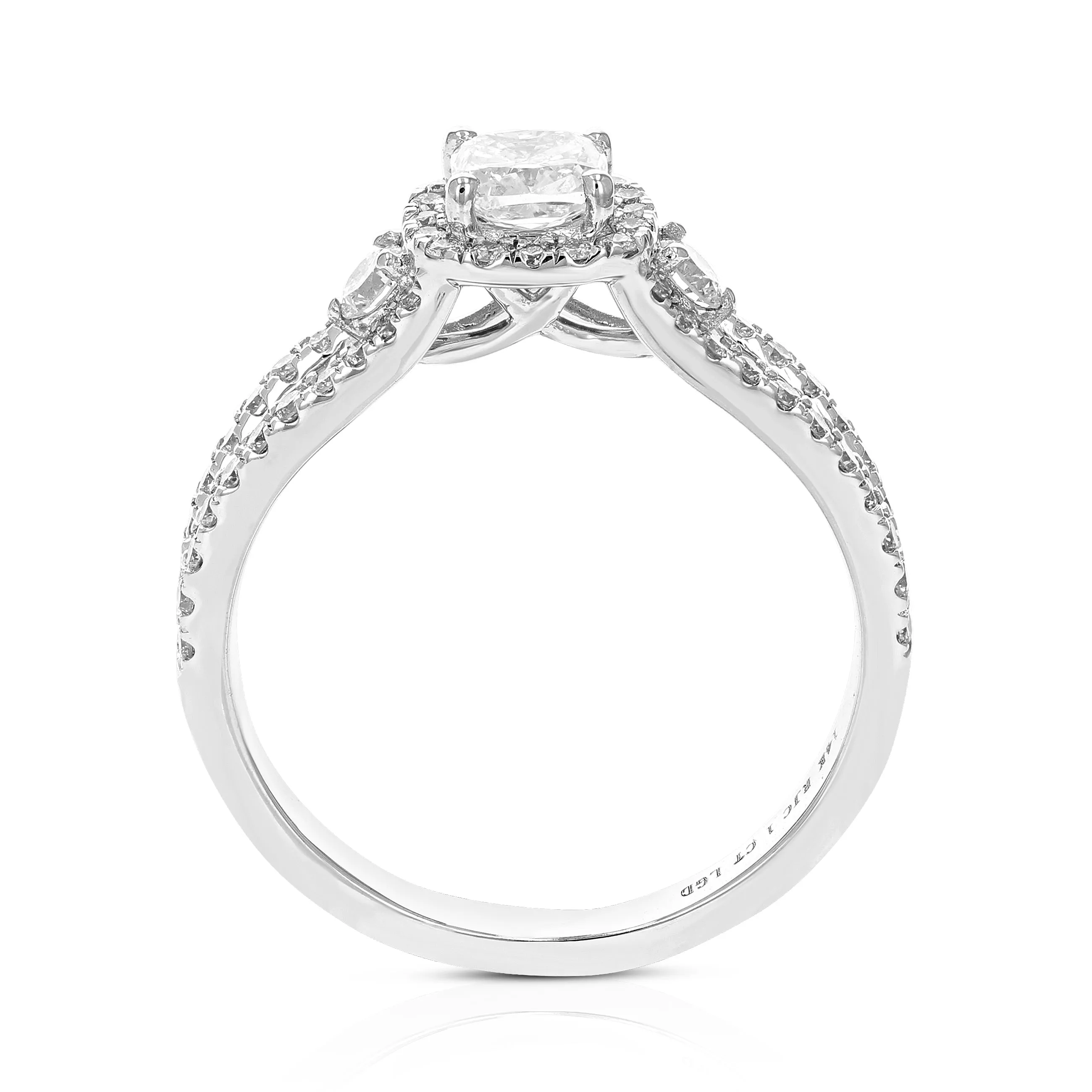 1 cttw Three Lab Grown Diamond Engagement Rings in 14K White Gold