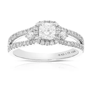 1 cttw Three Lab Grown Diamond Engagement Rings in 14K White Gold