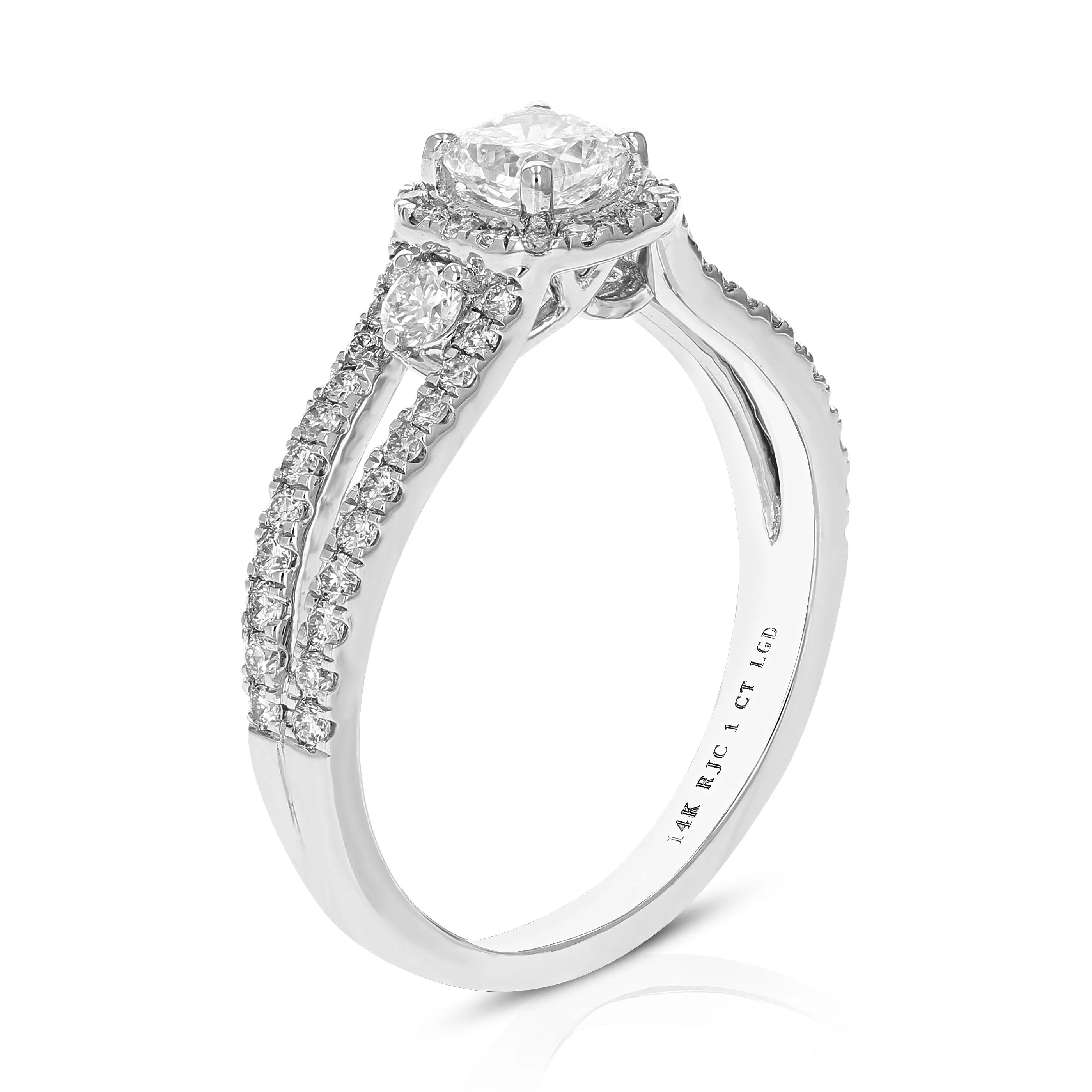 1 cttw Three Lab Grown Diamond Engagement Rings in 14K White Gold