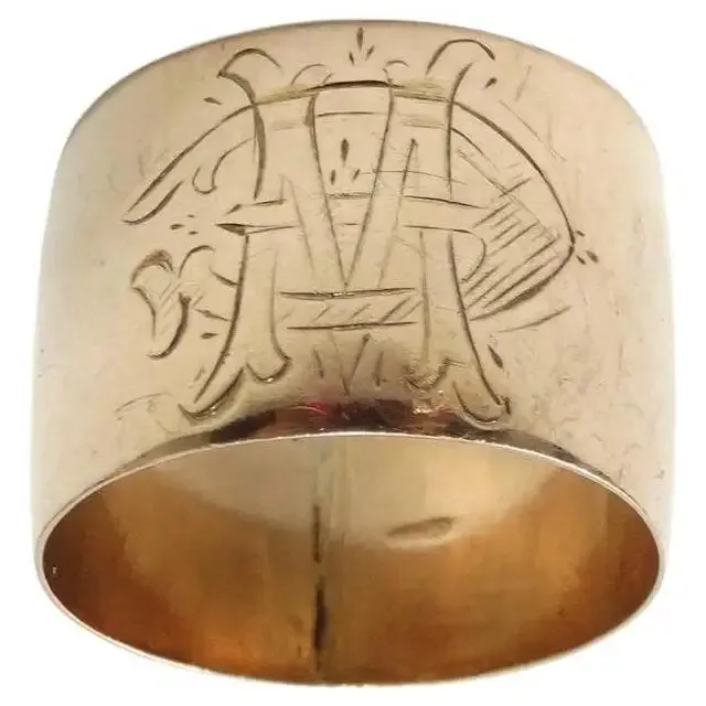 10K Gold Initial Engraved Ring circa 1950s