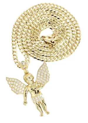 10K Yellow Gold Angel Necklace | Appx. 15.8 Grams