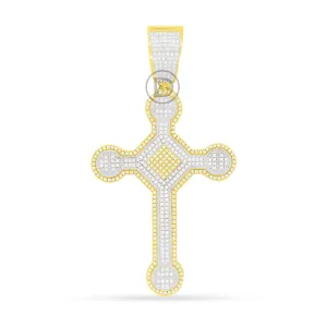 10k yellow gold cross pendant with 0.87ct diamonds