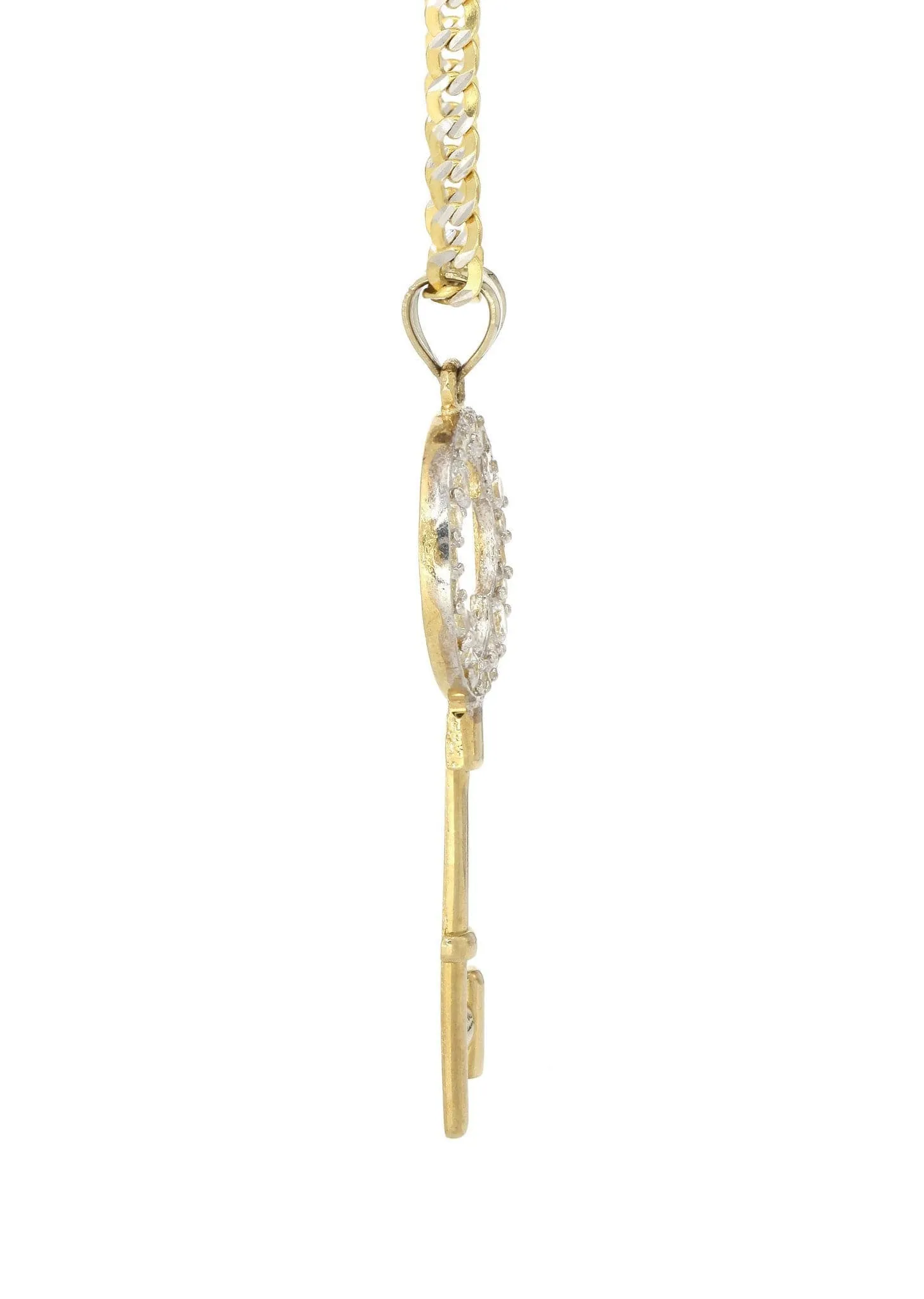 10K Yellow Gold Pave   Key Necklace | Appx. 8.5 Grams