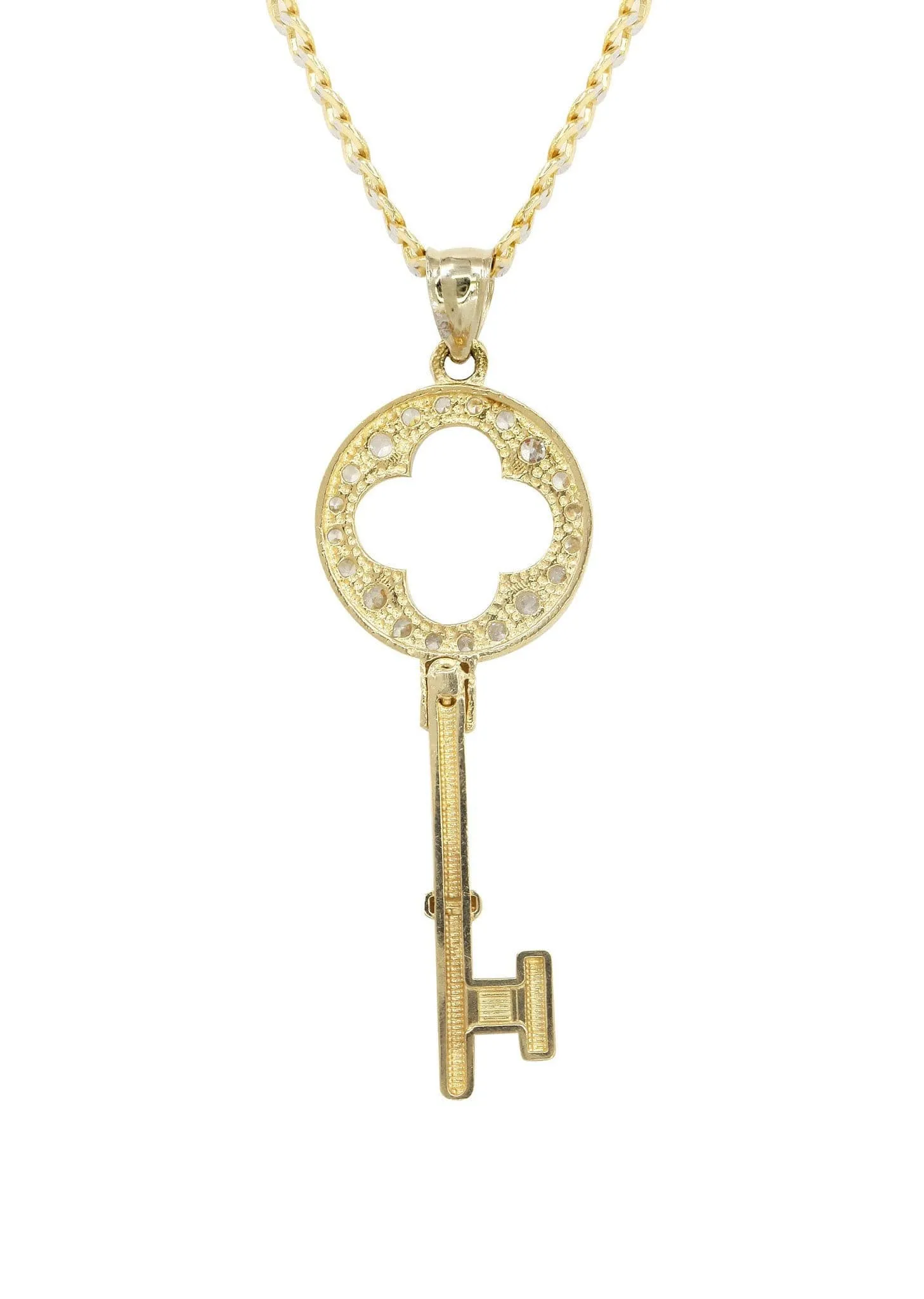 10K Yellow Gold Pave   Key Necklace | Appx. 8.5 Grams