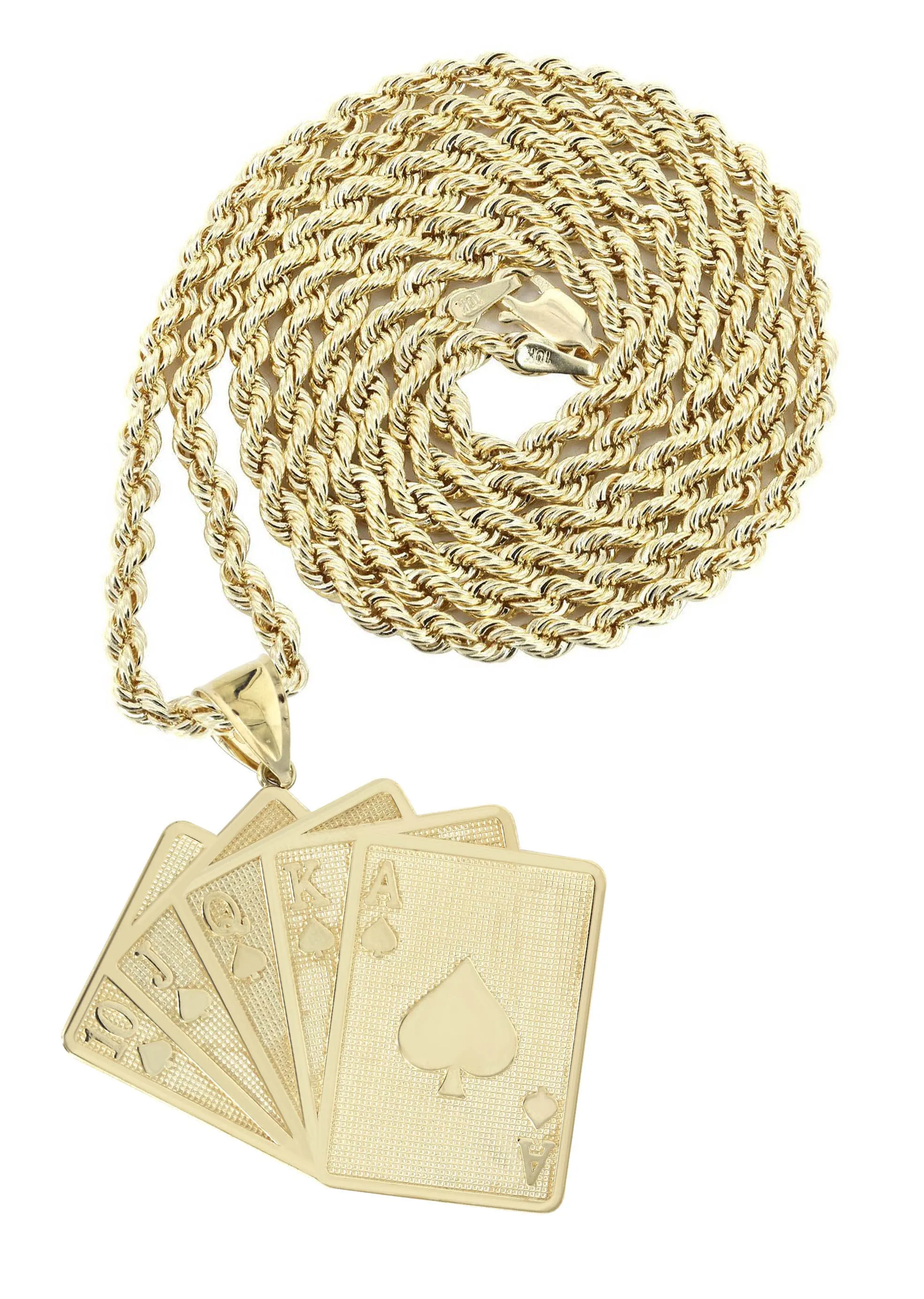 10K Yellow Gold Playing Cards Necklace | Appx. 24.7 Grams