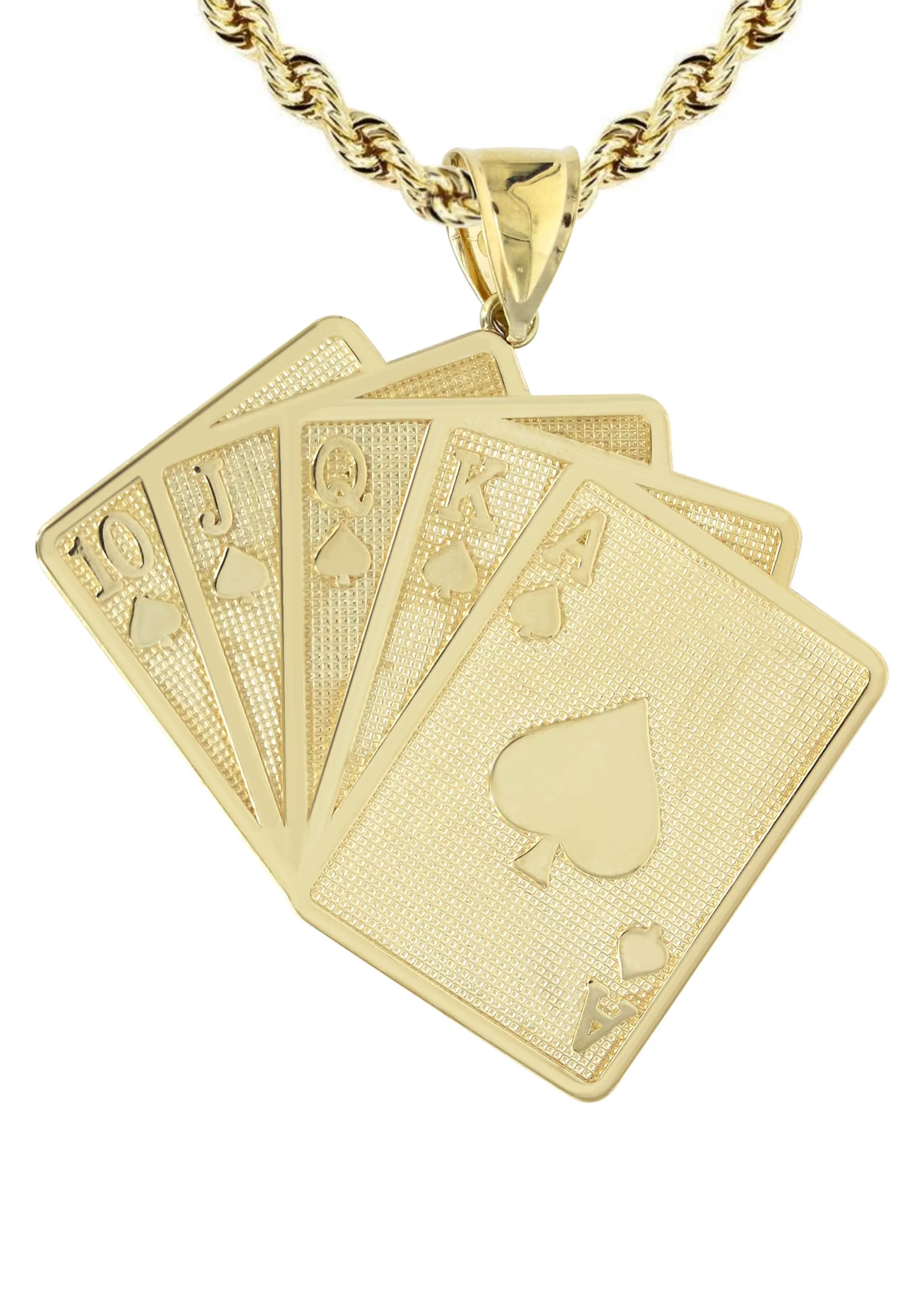 10K Yellow Gold Playing Cards Necklace | Appx. 24.7 Grams