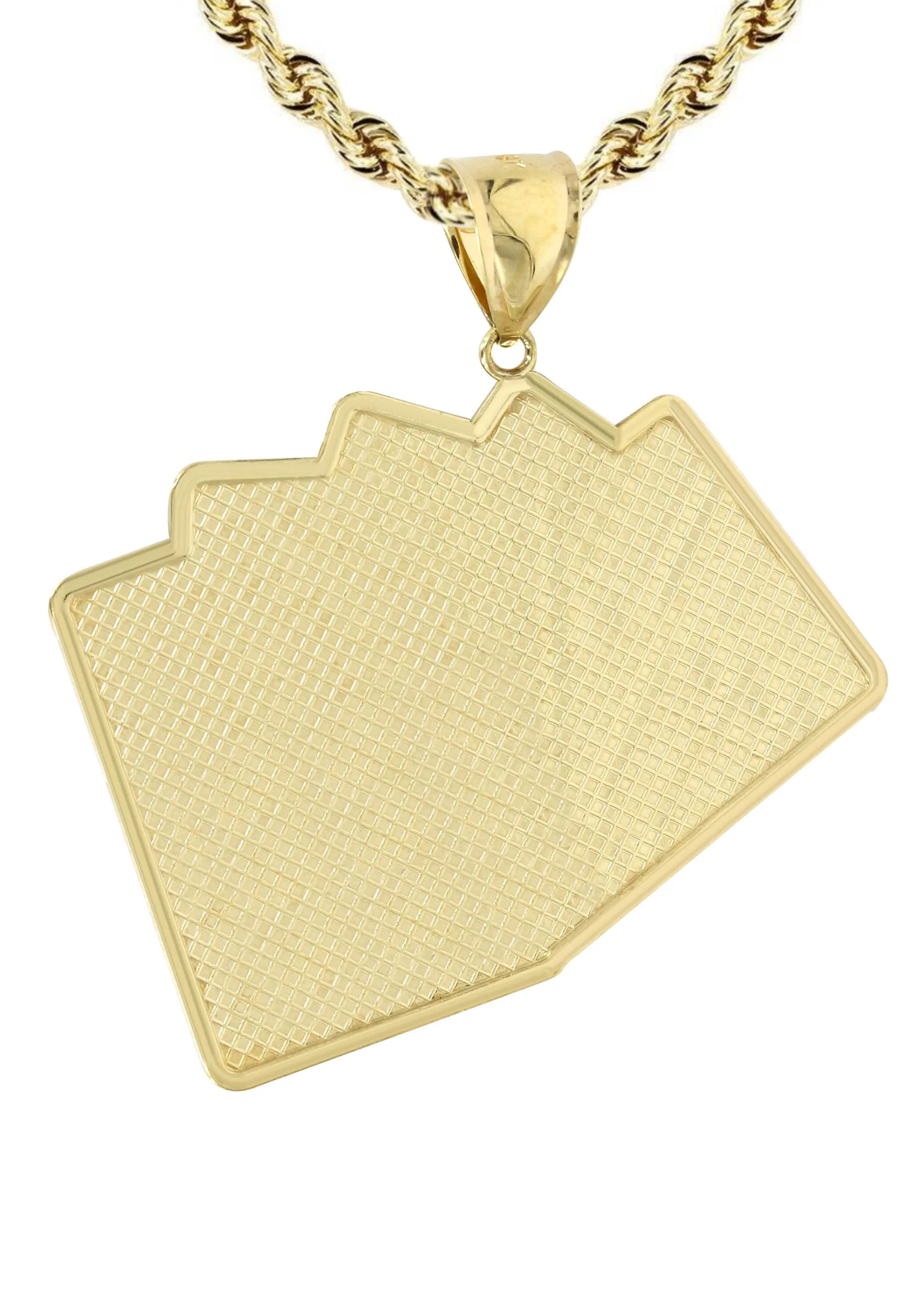 10K Yellow Gold Playing Cards Necklace | Appx. 24.7 Grams