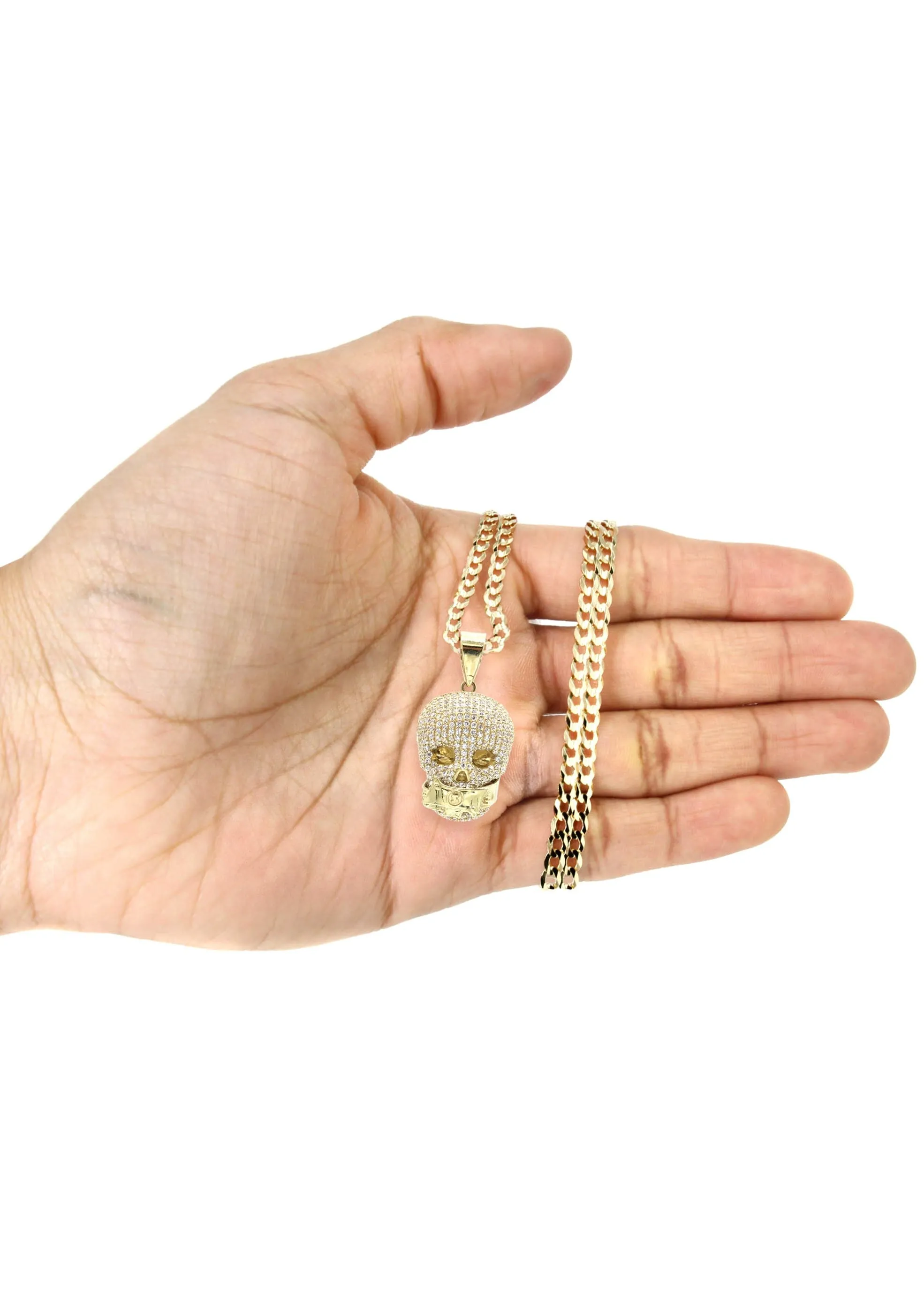 10K Yellow Gold Skull Head Necklace | Appx. 21 Grams