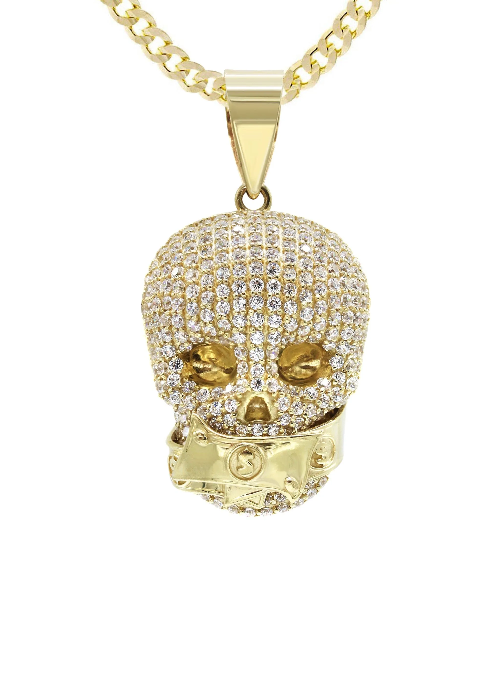 10K Yellow Gold Skull Head Necklace | Appx. 21 Grams