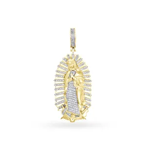 10K Yellow Gold Virgin Mary Pendant With 0.55CT Diamonds