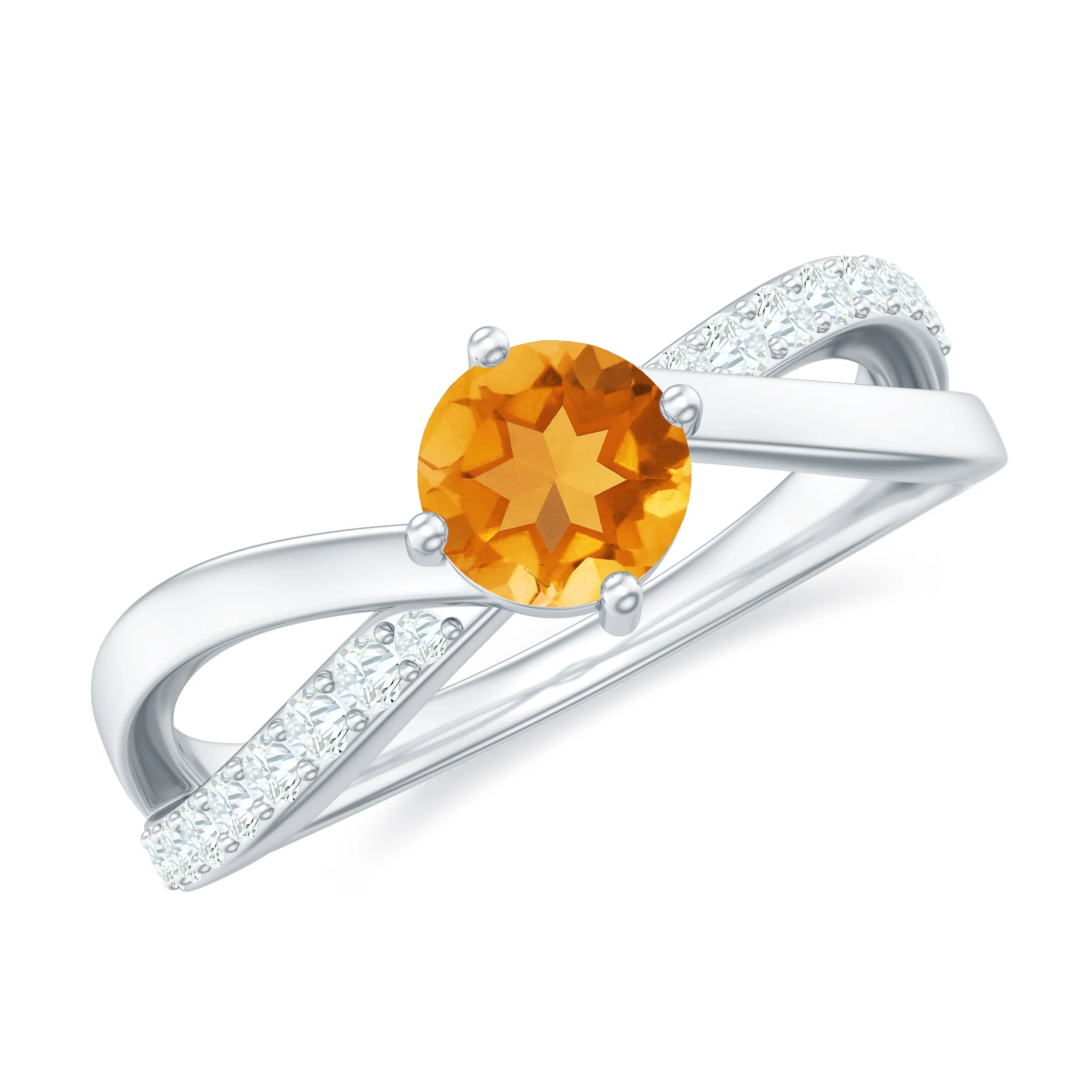 1/2 CT Citrine Solitaire and Diamond Infinity Ring