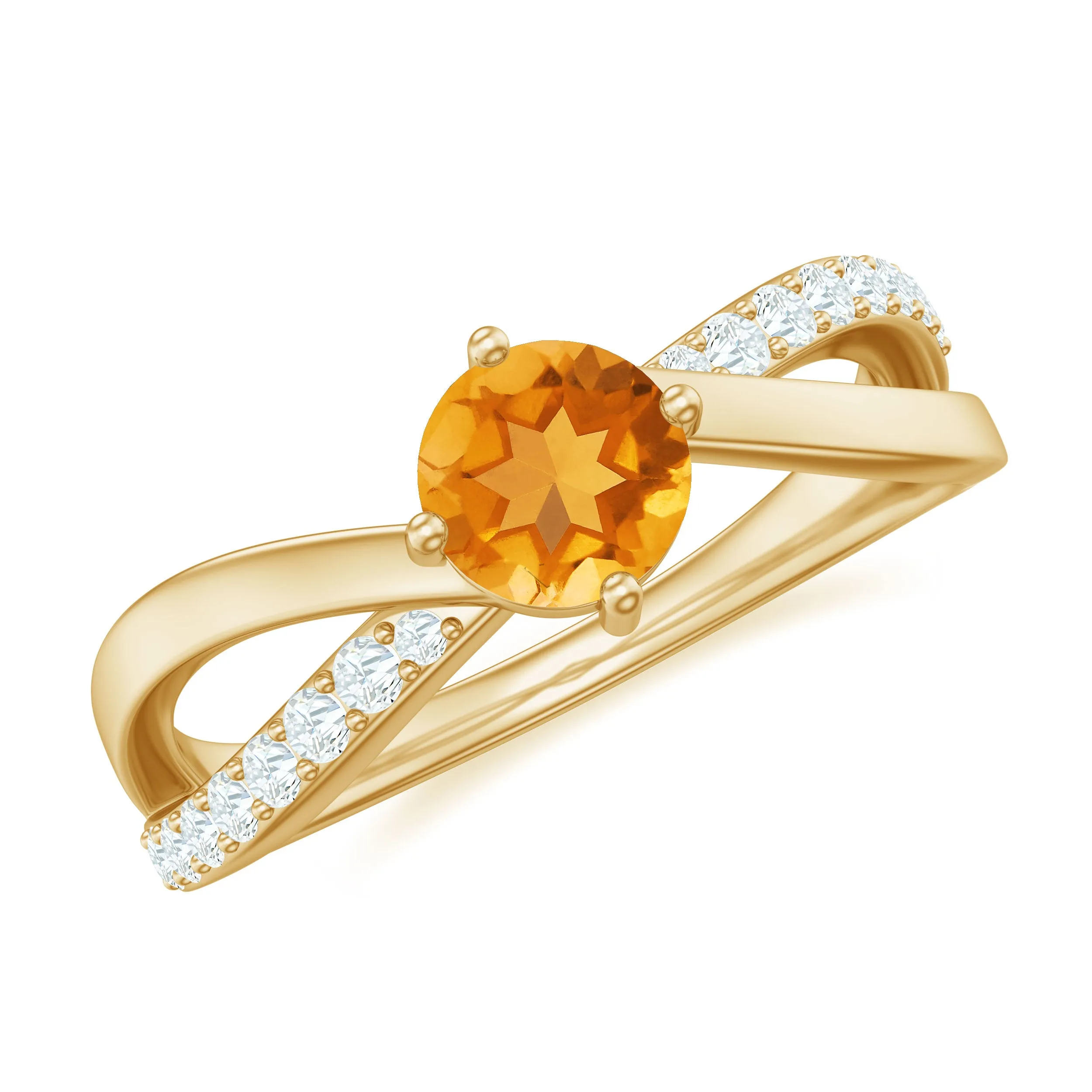 1/2 CT Citrine Solitaire and Diamond Infinity Ring