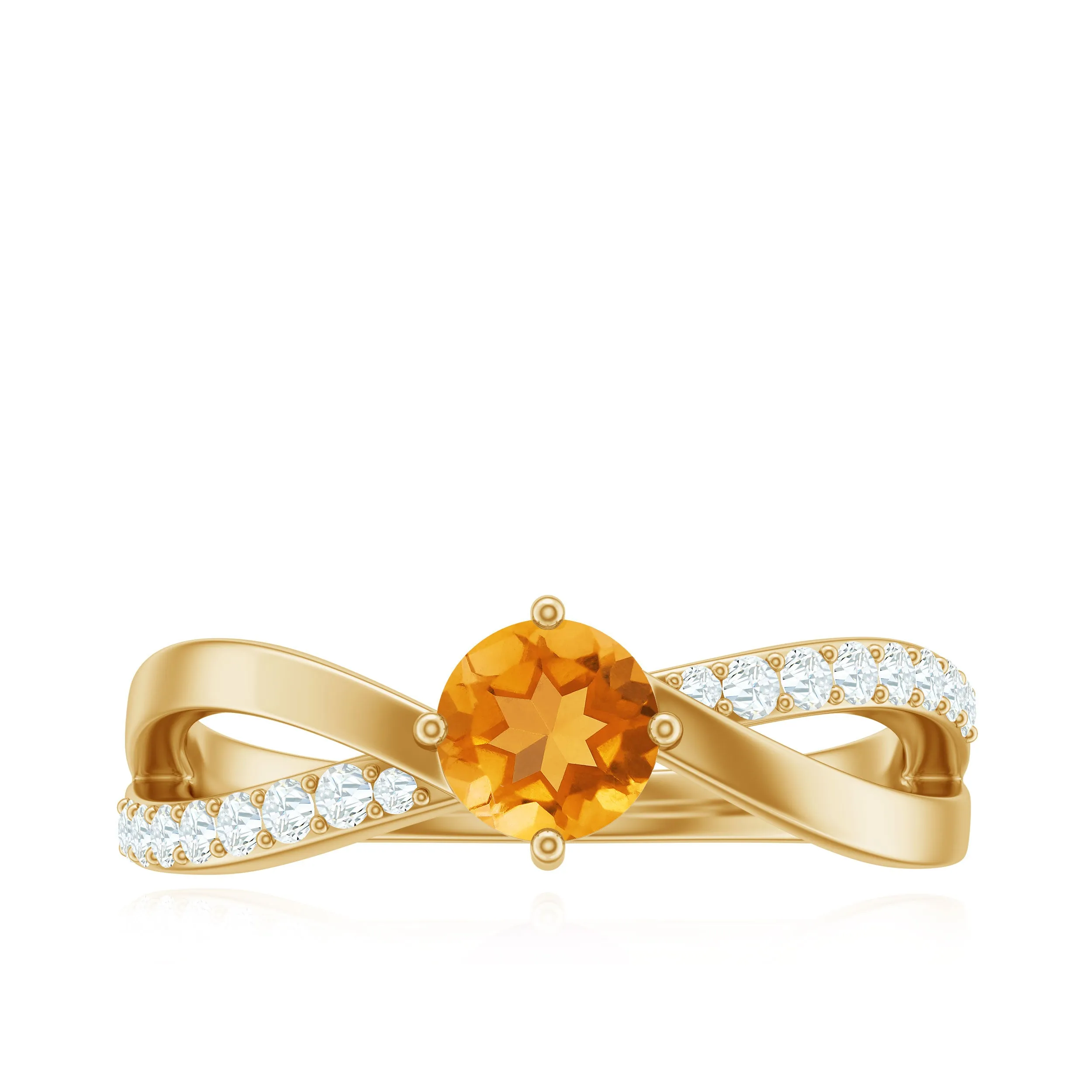 1/2 CT Citrine Solitaire and Diamond Infinity Ring