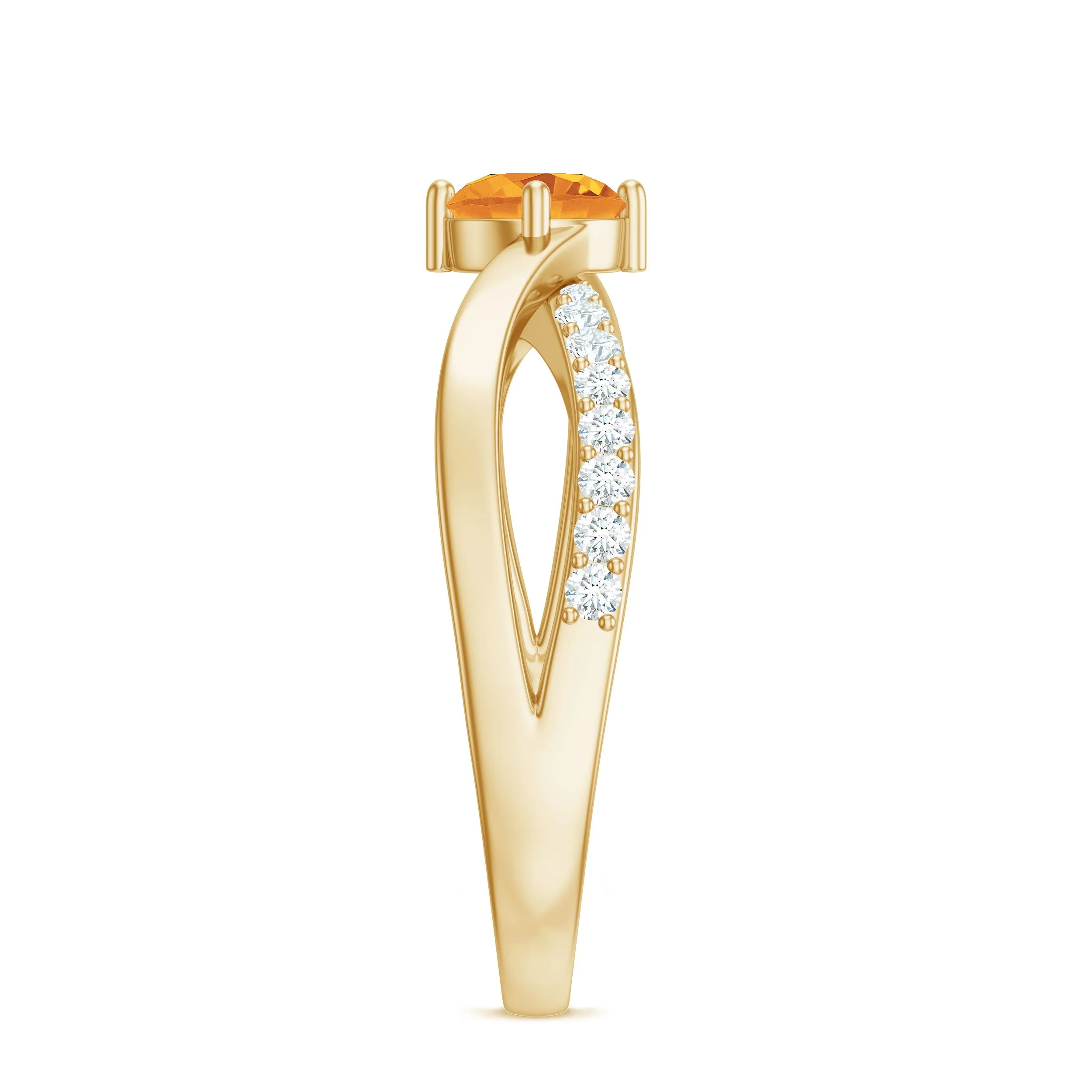 1/2 CT Citrine Solitaire and Diamond Infinity Ring