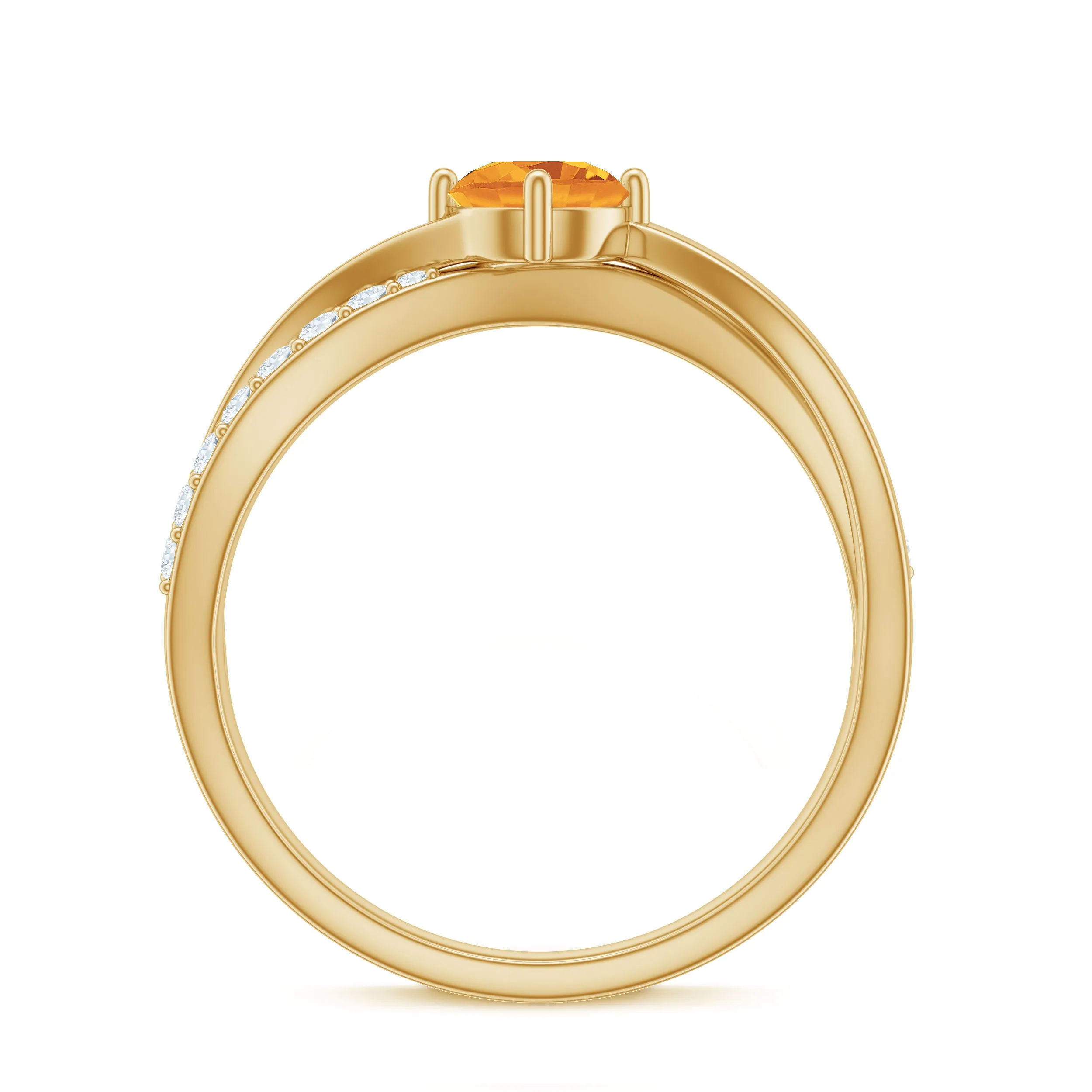 1/2 CT Citrine Solitaire and Diamond Infinity Ring