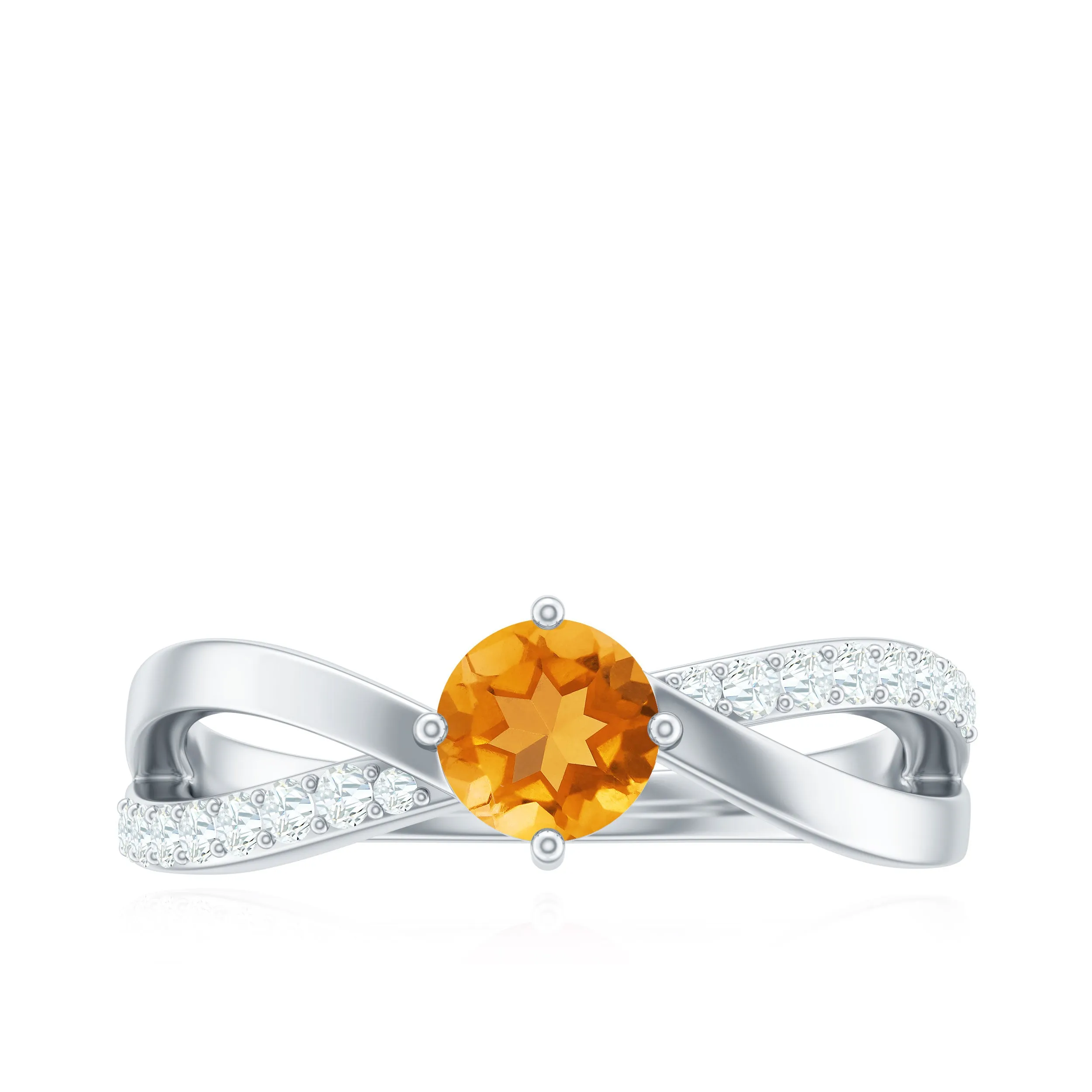 1/2 CT Citrine Solitaire and Diamond Infinity Ring