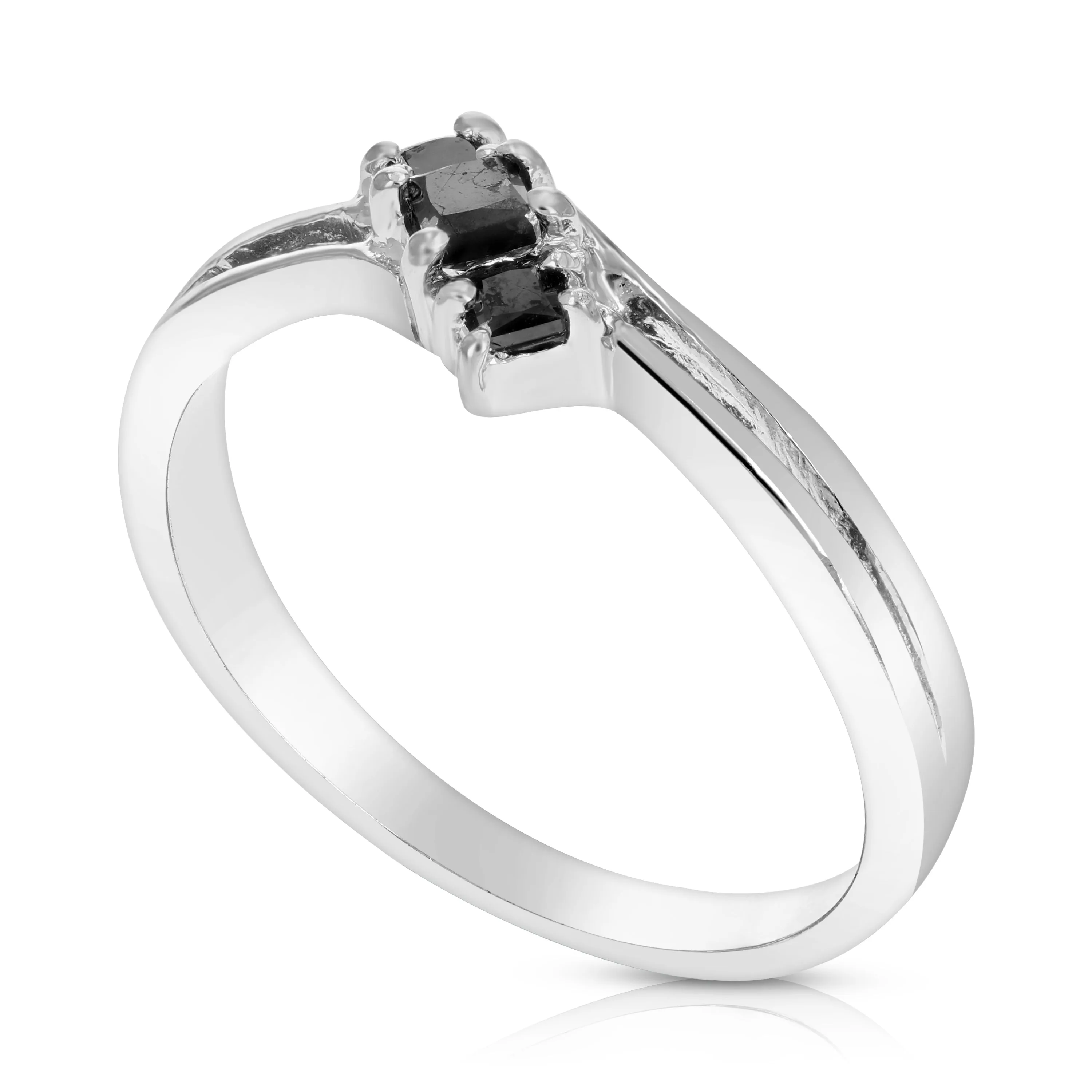 1/2 cttw Black Princess Diamond Engagement Ring in Silver