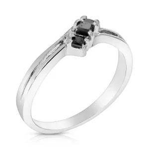 1/2 cttw Black Princess Diamond Engagement Ring in Silver