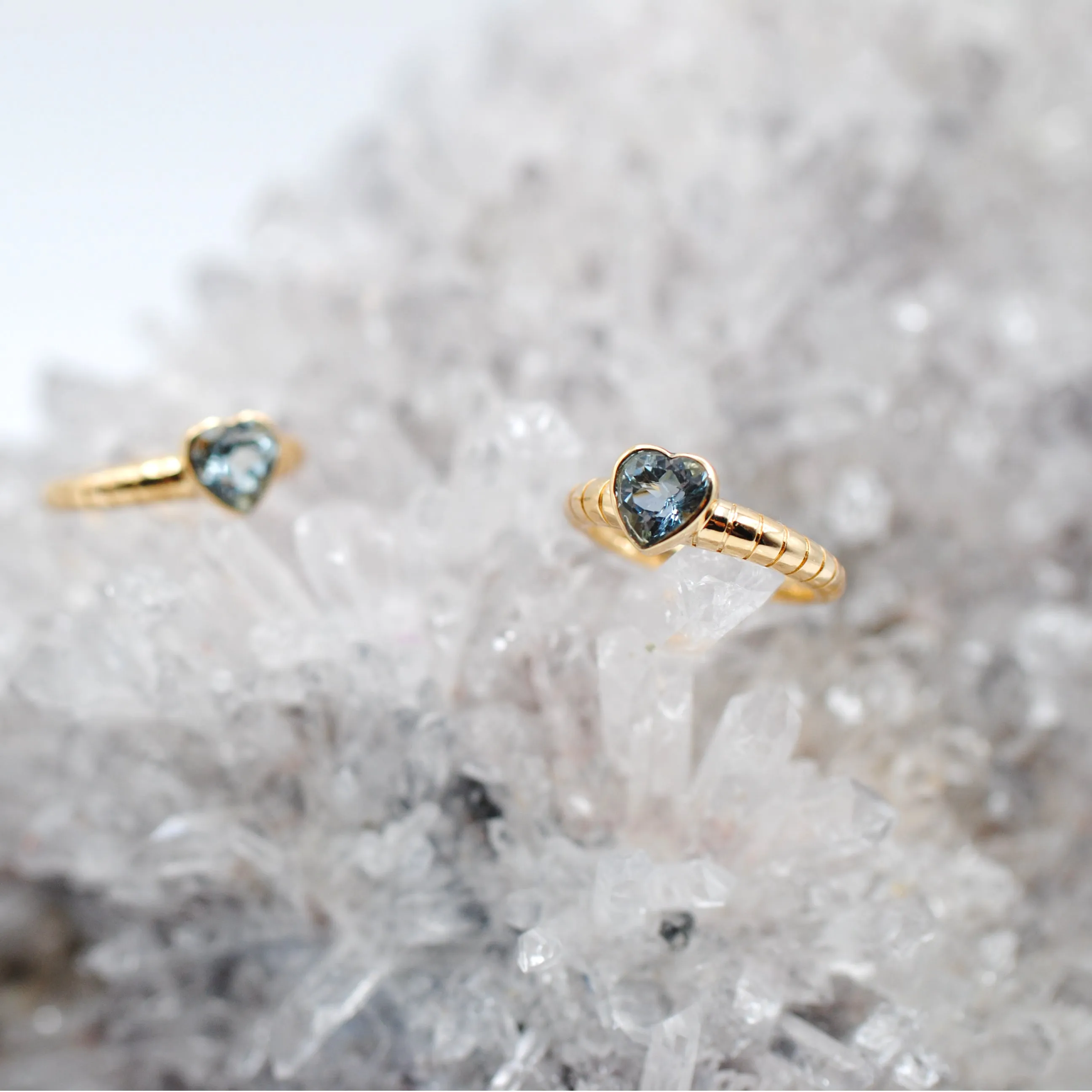 14k Gold 1.03 ct Aquamarine Sweetheart Ring