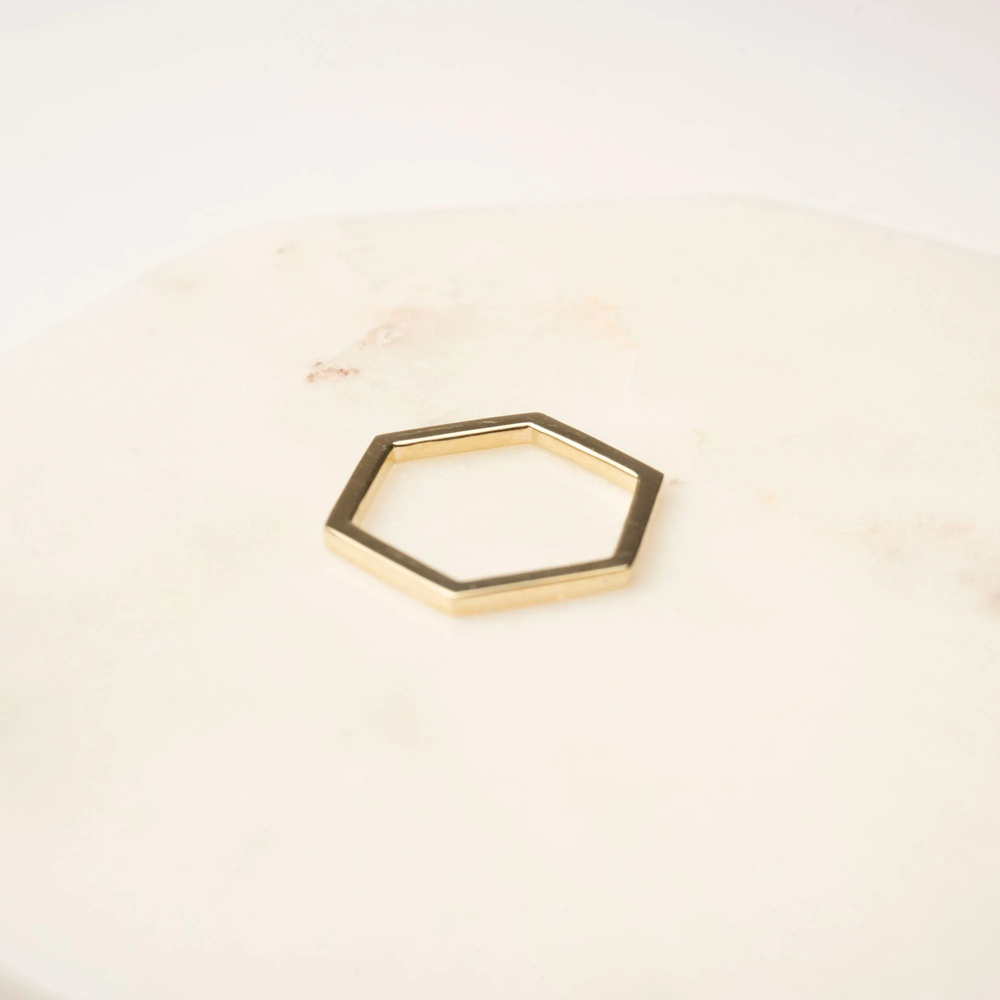 14k Gold Hexagon Ring