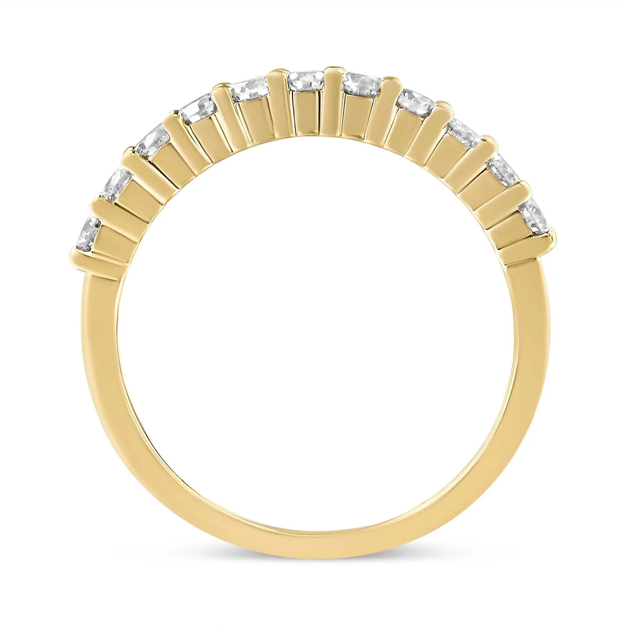 14K Gold-Plated Sterling Silver Diamond Prong Set Ring with Timeless Elegance