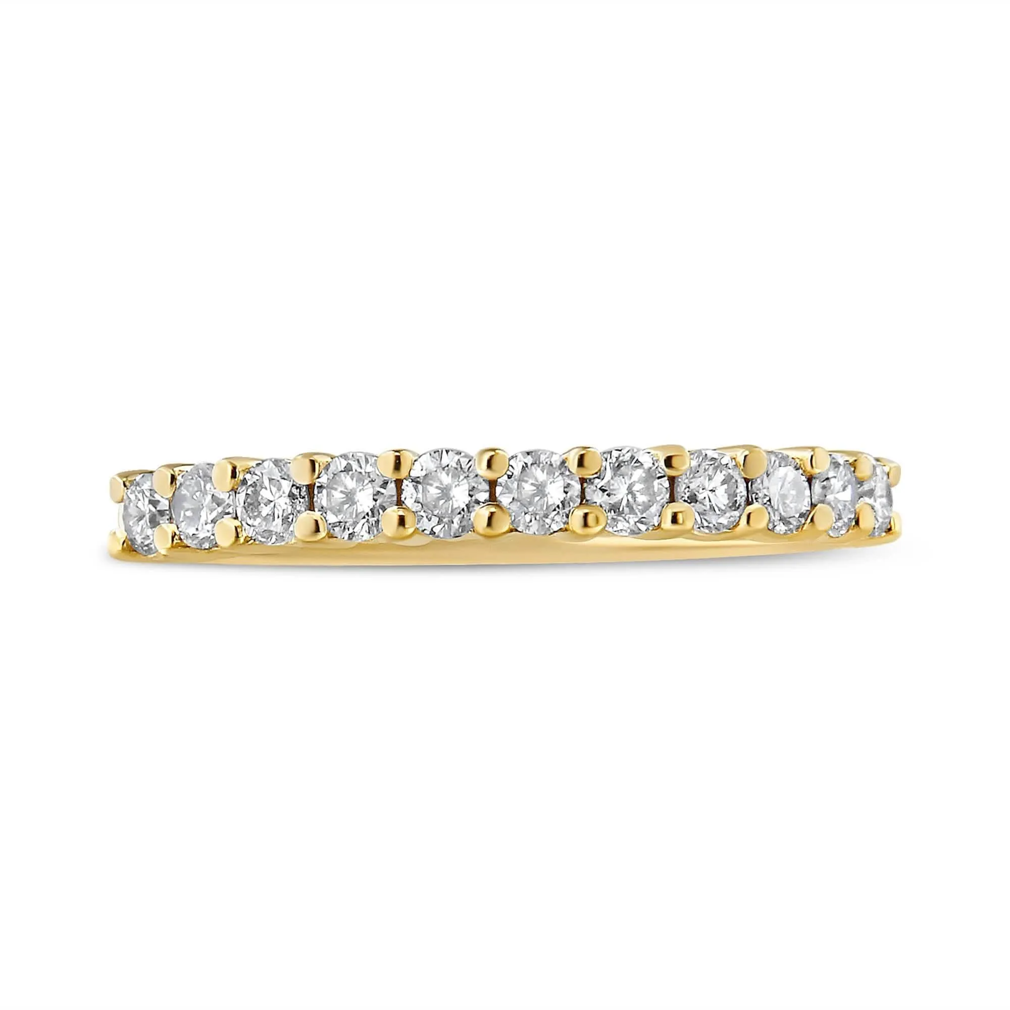 14K Gold-Plated Sterling Silver Diamond Prong Set Ring with Timeless Elegance