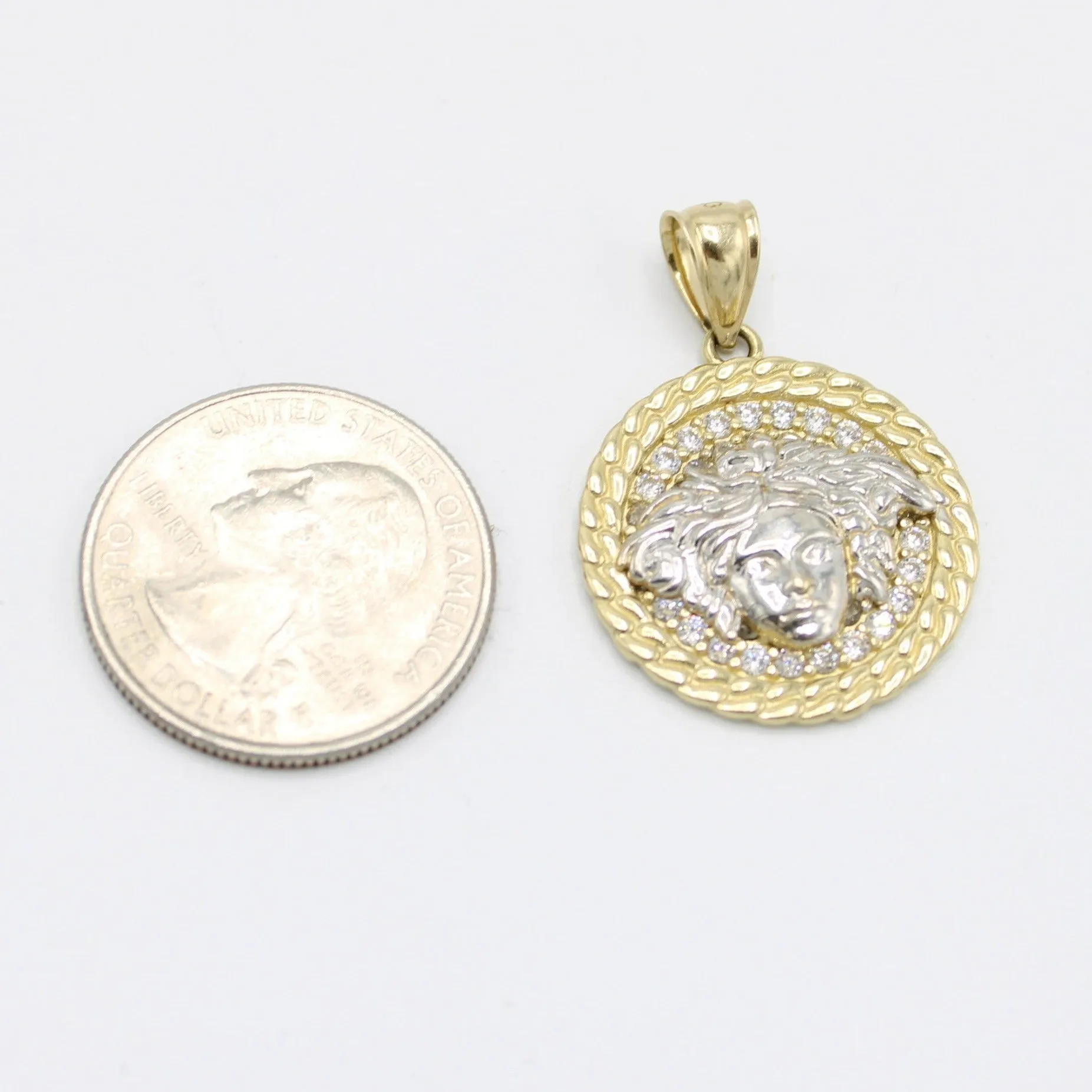 14K Medusa Cz Pendant Yellow Gold