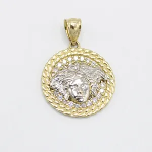 14K Medusa Cz Pendant Yellow Gold