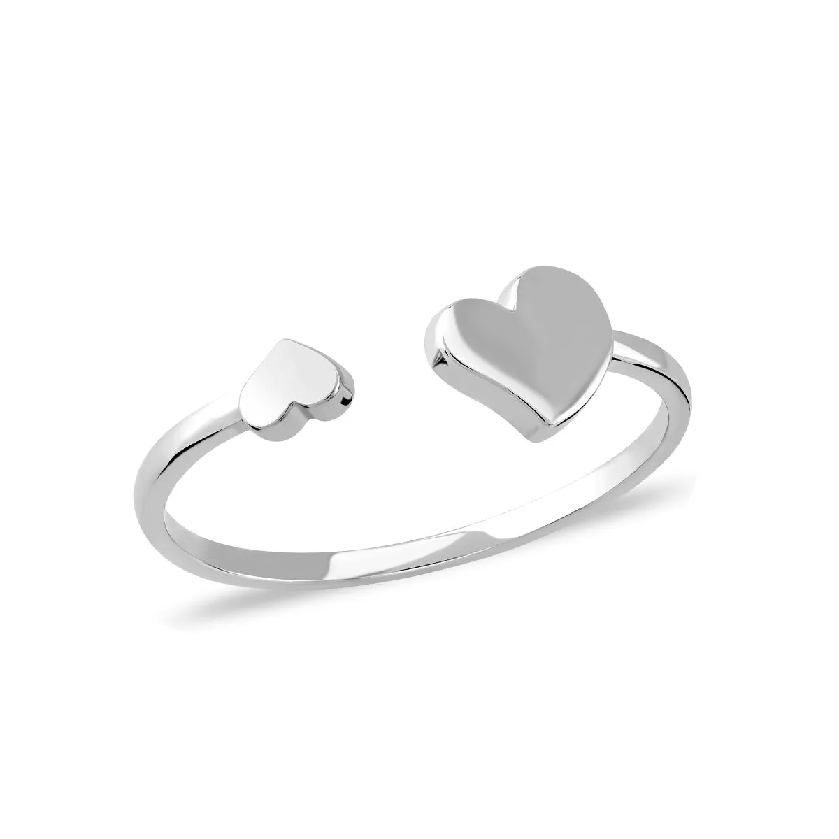 14K Solid Gold Two Hearts Ring