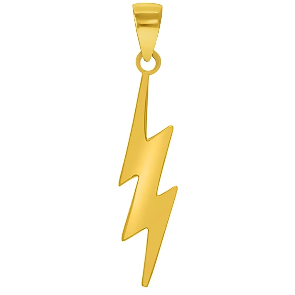 14k Solid Yellow Gold Lightning Bolt Pendant