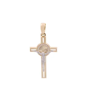 14K Two Tone Yellow/White Gold  Crucifix Pendant