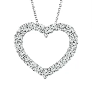 14k White Gold 1.00ctw Diamond Heart Pendant