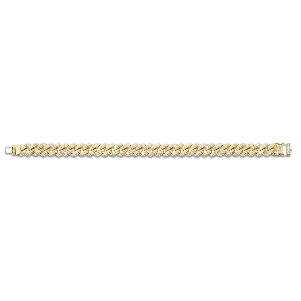 14K Yellow Gold Cuban Link-n-Love Pave-Set Diamond Bracelet (3.00 ctw)