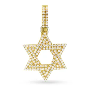 14K Yellow Gold Star Of David Pendant With 0.75CT Diamonds