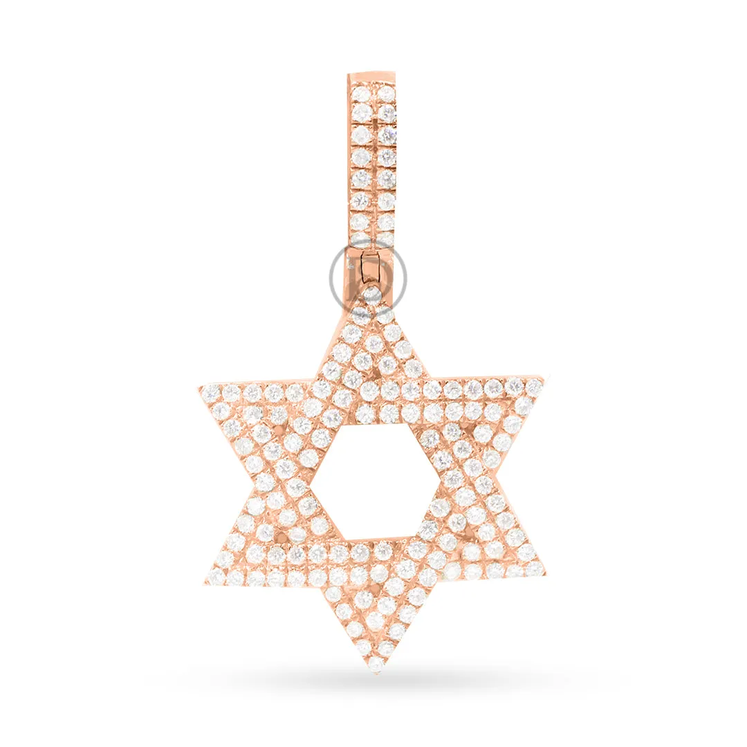 14K Yellow Gold Star Of David Pendant With 0.75CT Diamonds