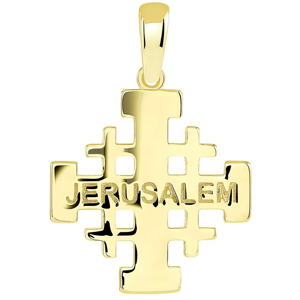 14k Yellow Gold Two Tone Crusaders Jerusalem Cross Pendant