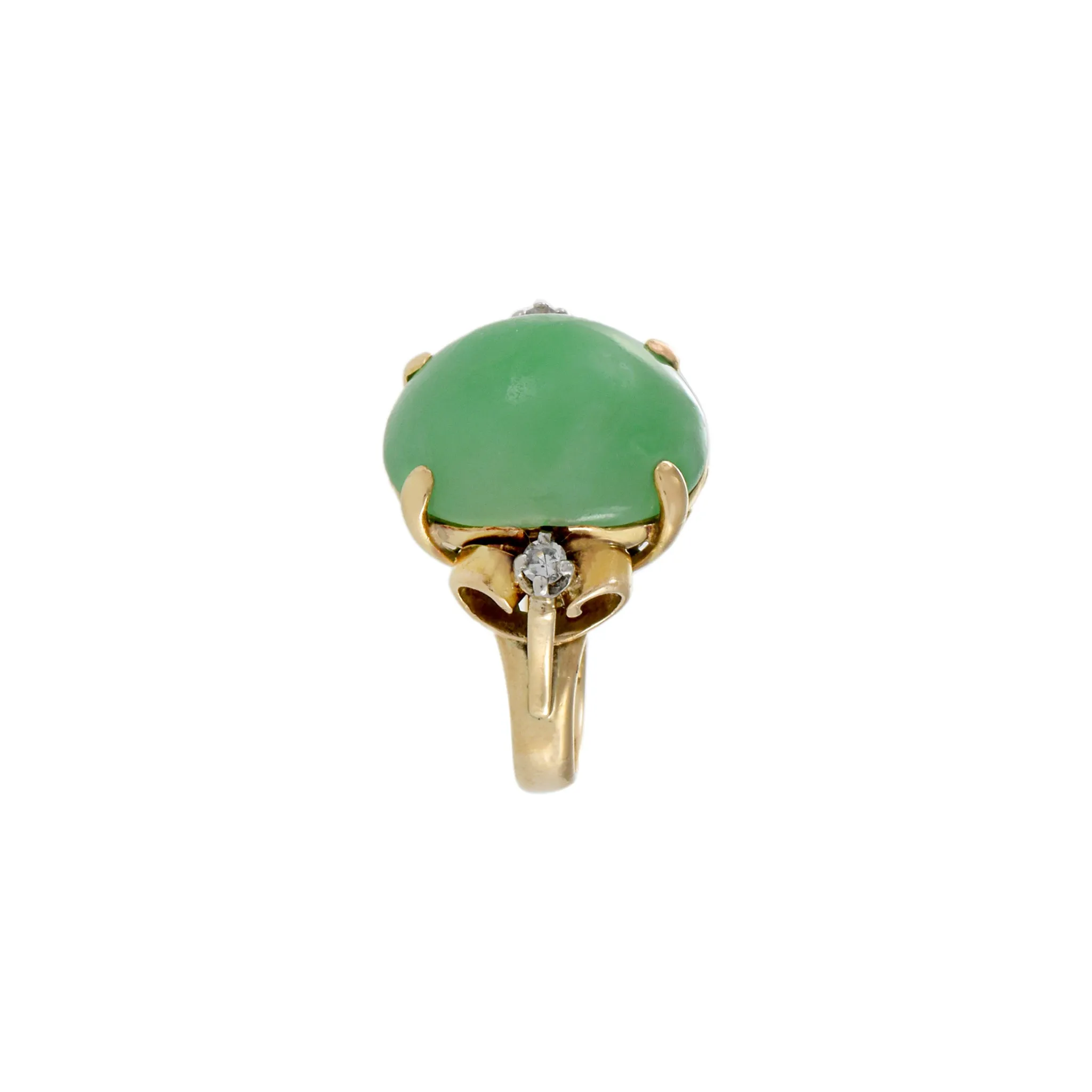 14KT Yellow Gold Retro Era Jade And Diamond Ring