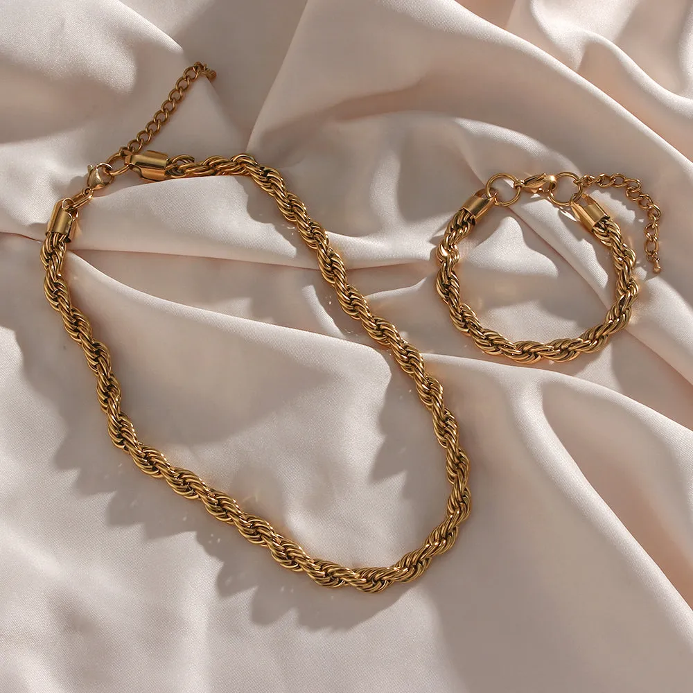 16cm-21cm 2mm/3mm/5mm/8mm Width Twisted Rope Chain Bracelet