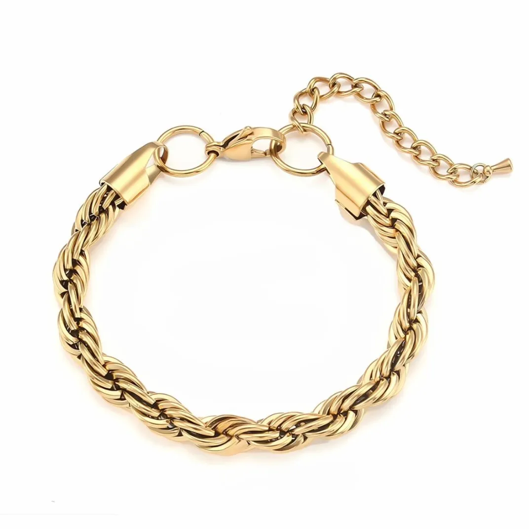 16cm-21cm 2mm/3mm/5mm/8mm Width Twisted Rope Chain Bracelet