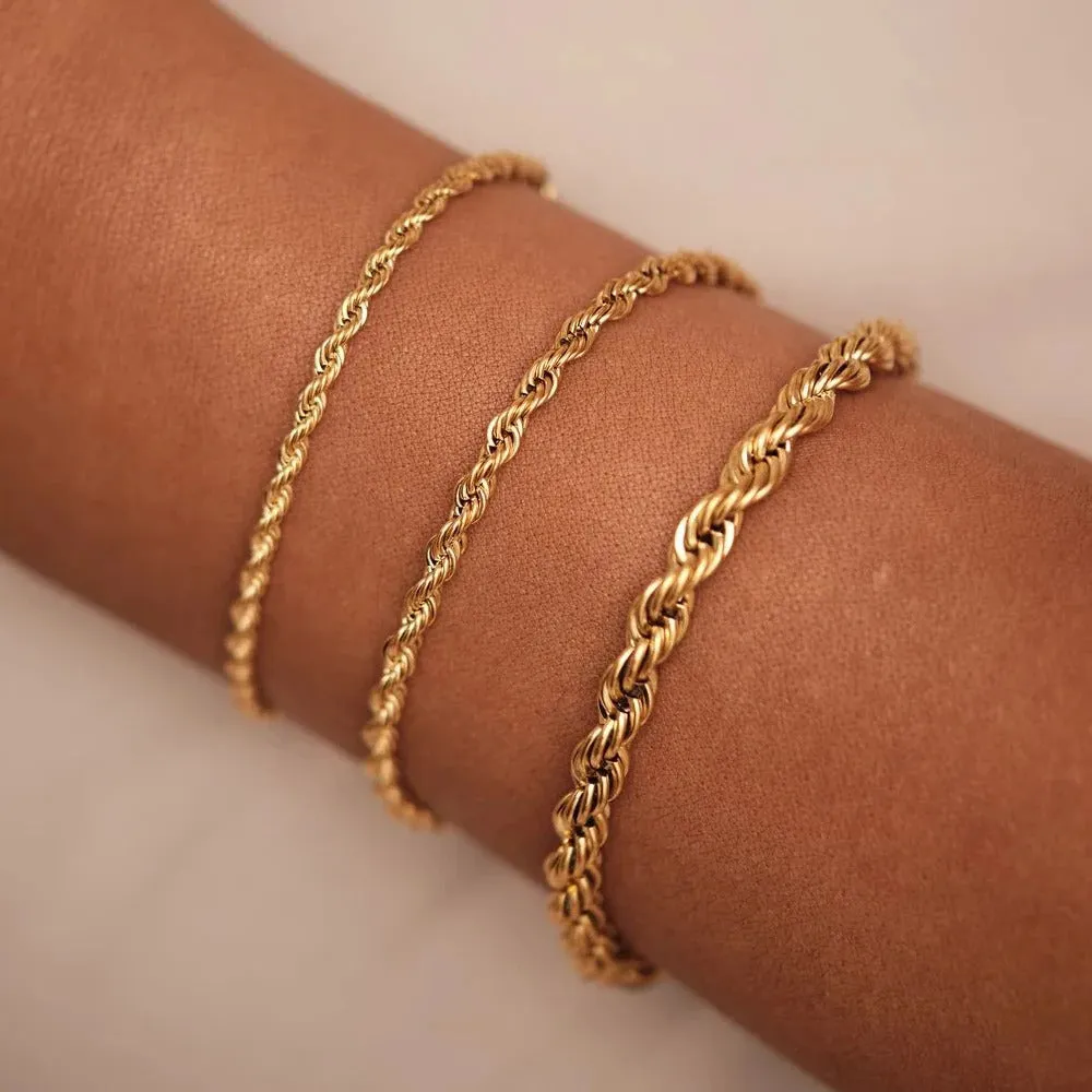 16cm-21cm 2mm/3mm/5mm/8mm Width Twisted Rope Chain Bracelet