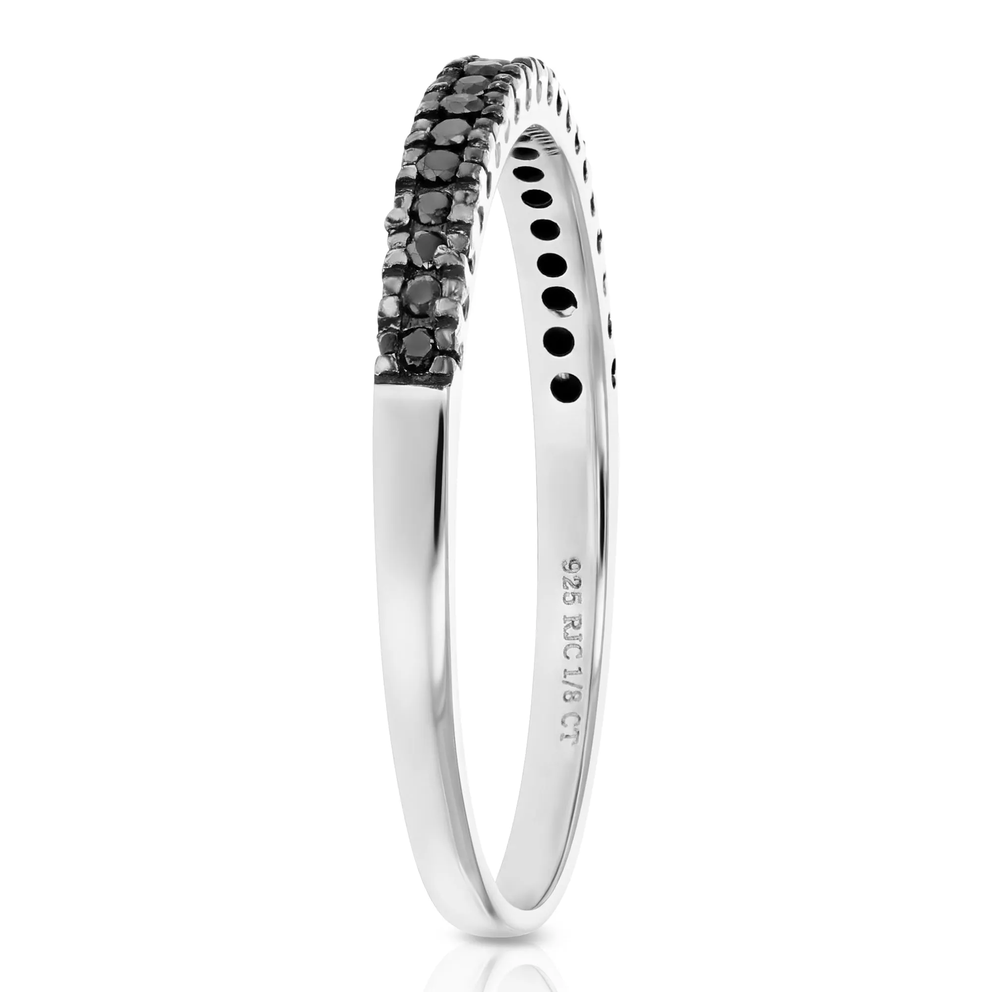 1/8 cttw Black Diamond Belt Band in .925 Sterling Silver